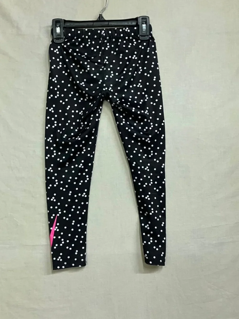 Nike 2 Piece Tracksuit Set Girls 6X/L Pink Jacket Black Polka Dot Leggings